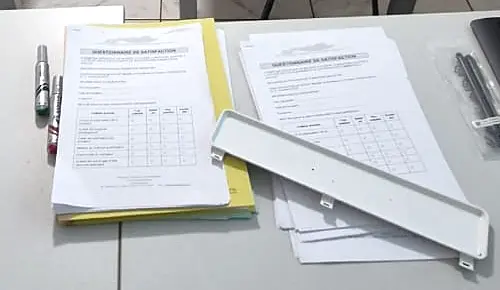 Questionnaires de satisfaction remplis à l'issue d'une session de formation